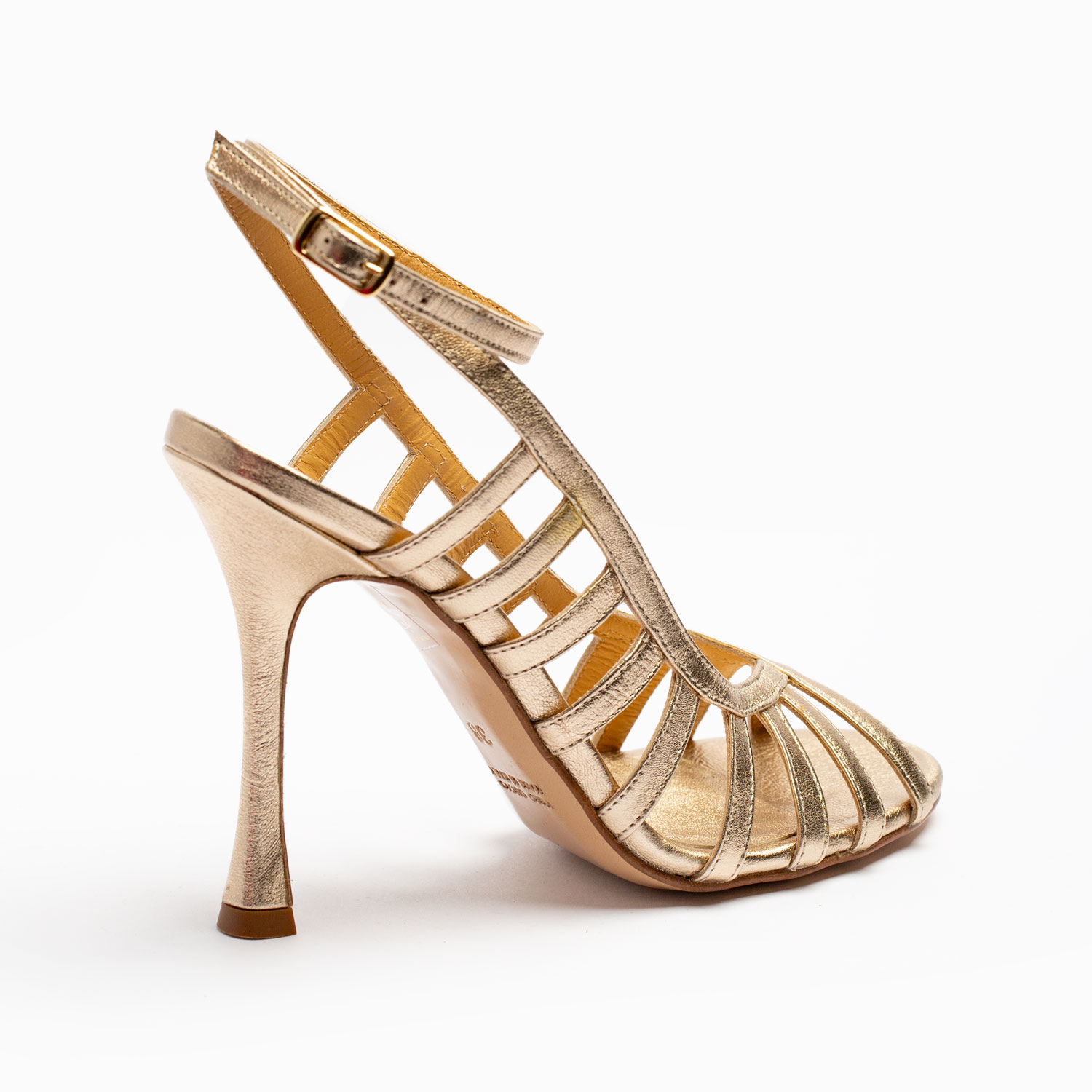 SANDALO CON TACCO IN PELLE LAMINATA - immagine 3