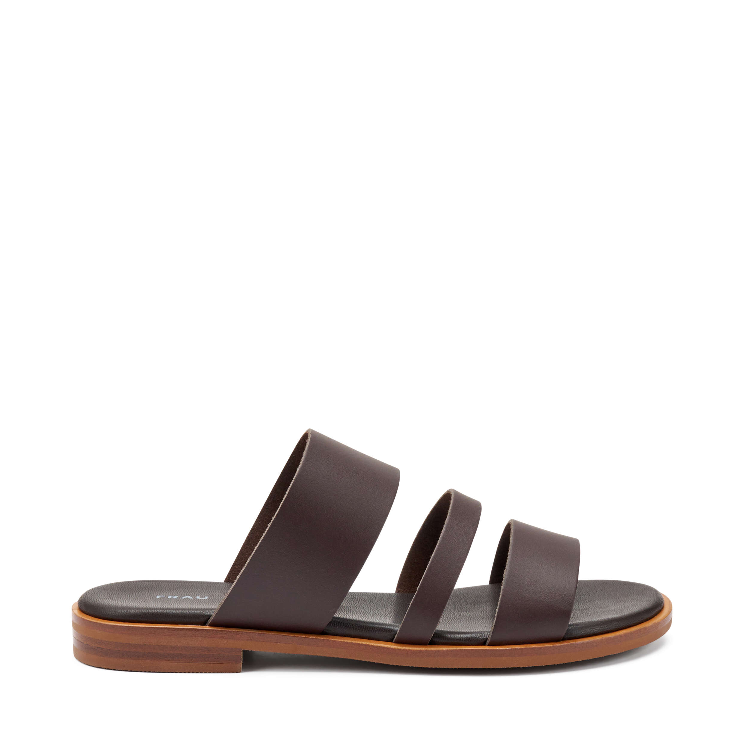 Ciabattina a tre fasce in pelle a taglio vivo FRAU