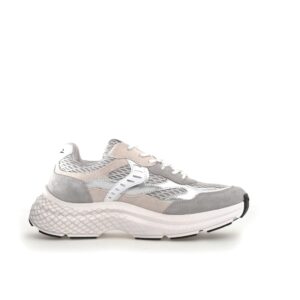 Sneakers in suede e tessuto Bianco-Argento CLUB122 VOILE BLANCHE
