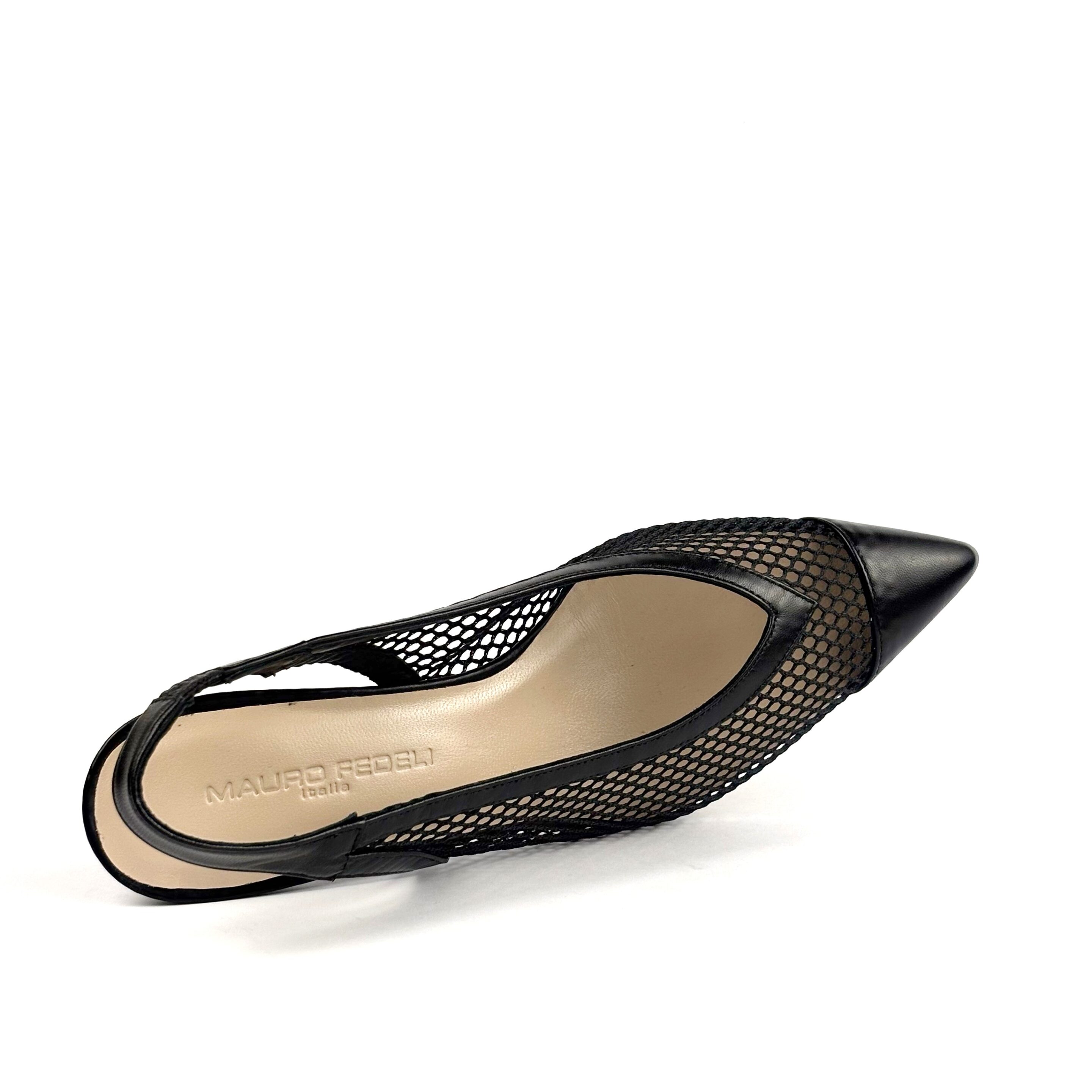 Décolleté in Pelle Nera con Rete – Mauro Fedeli | Made in Marche - immagine 2