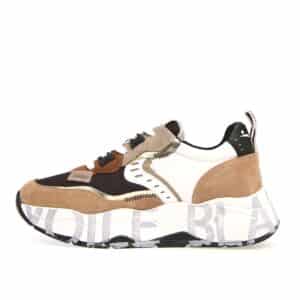 CLUB105. Sneakers in suede e tessuto tecnico Beige-Nero