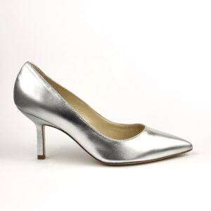 Décolleté argento in pelle – Made in Italy con fondo in vero cuoio