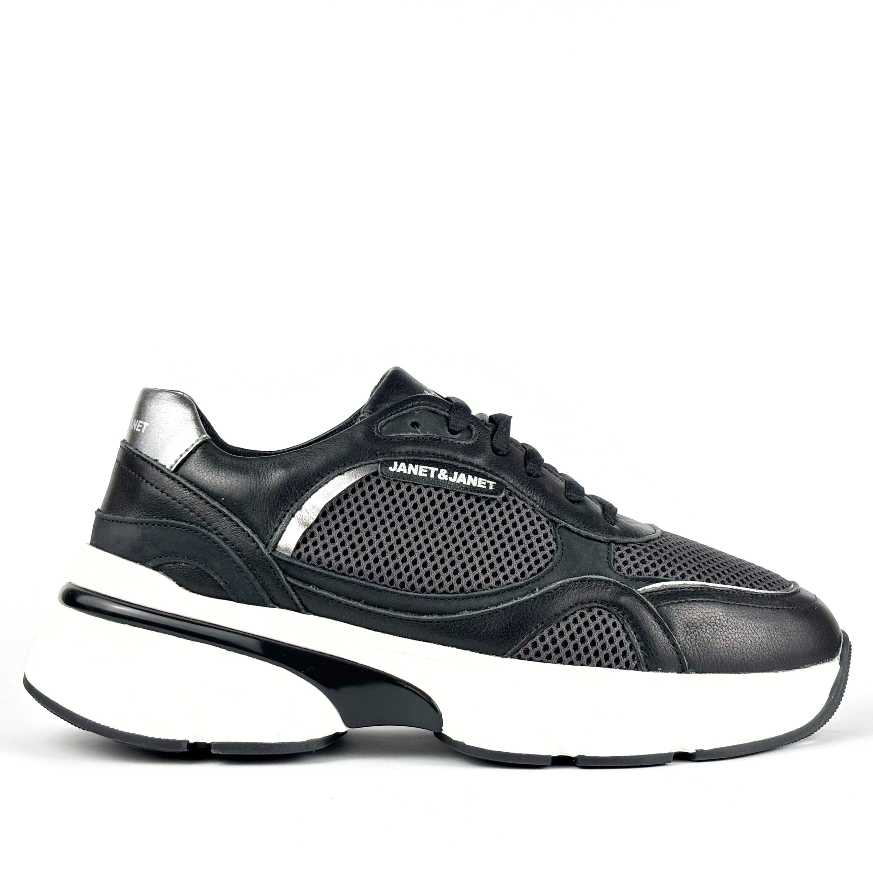 Sneaker Donna Janet & Janet Nera con Suola Alta J440