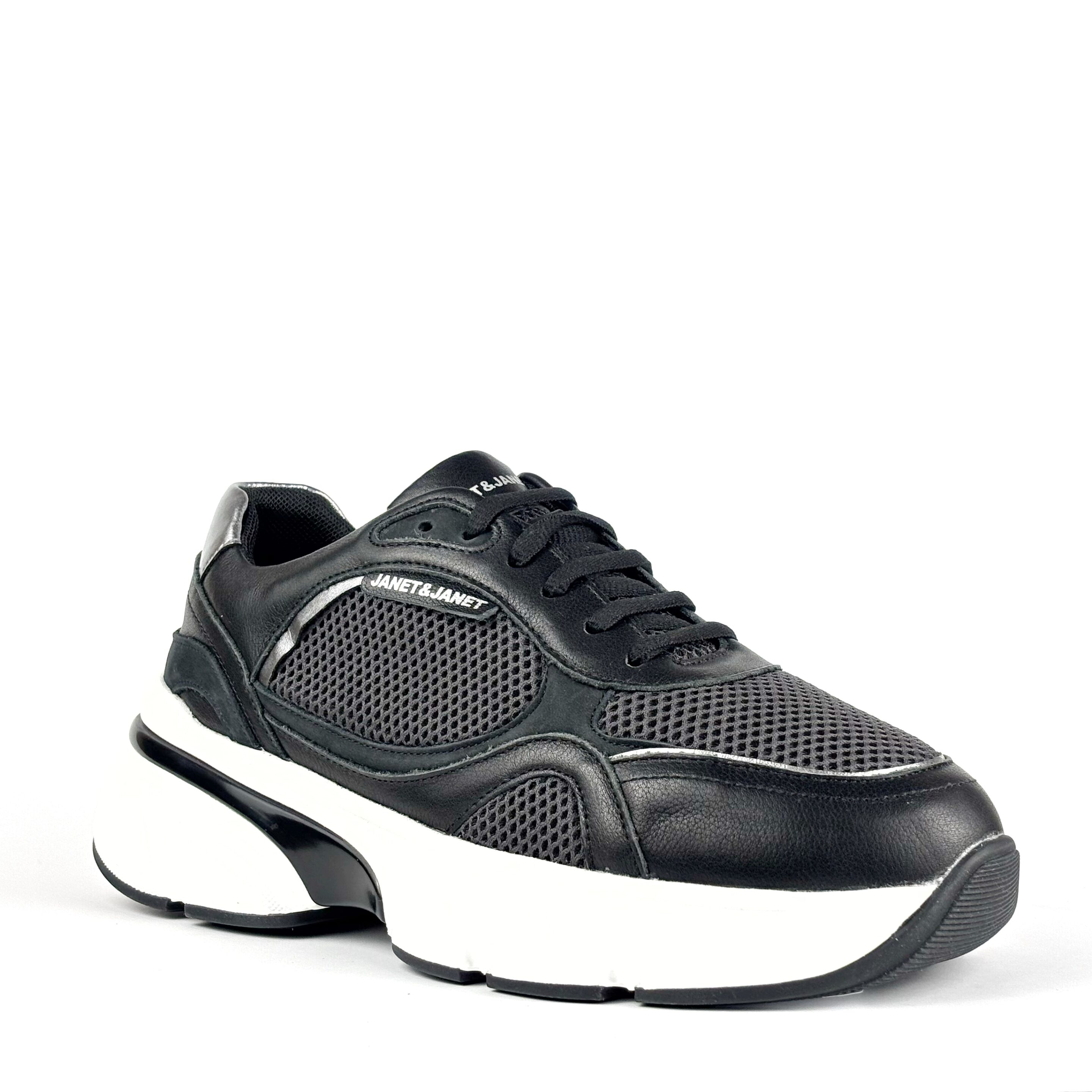 Sneaker Donna Janet & Janet Nera con Suola Alta J440 - immagine 5