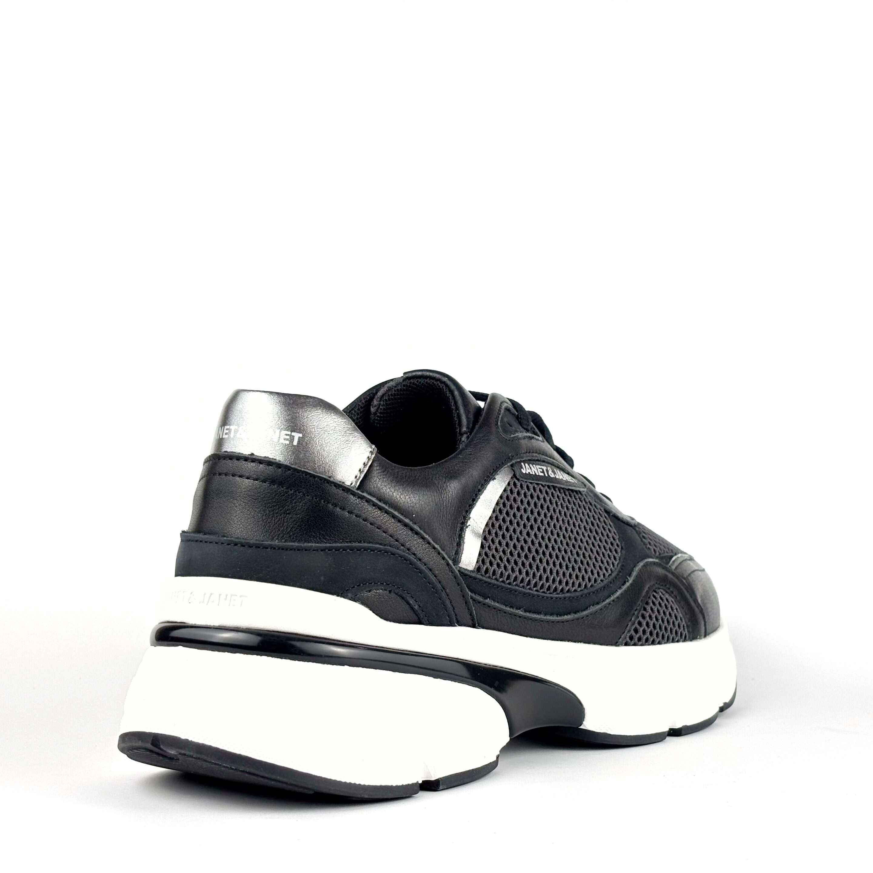 Sneaker Donna Janet & Janet Nera con Suola Alta J440 - immagine 2
