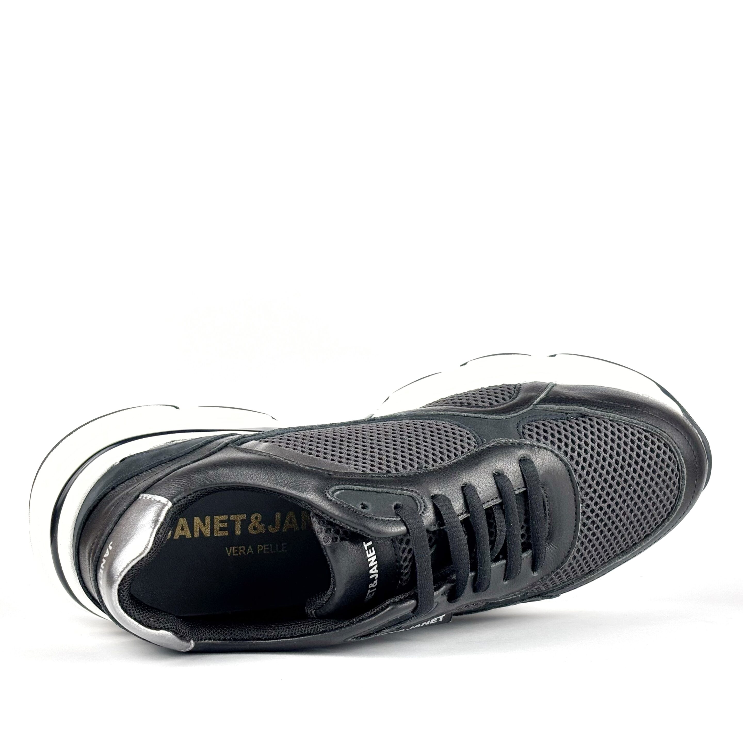 Sneaker Donna Janet & Janet Nera con Suola Alta J440 - immagine 3