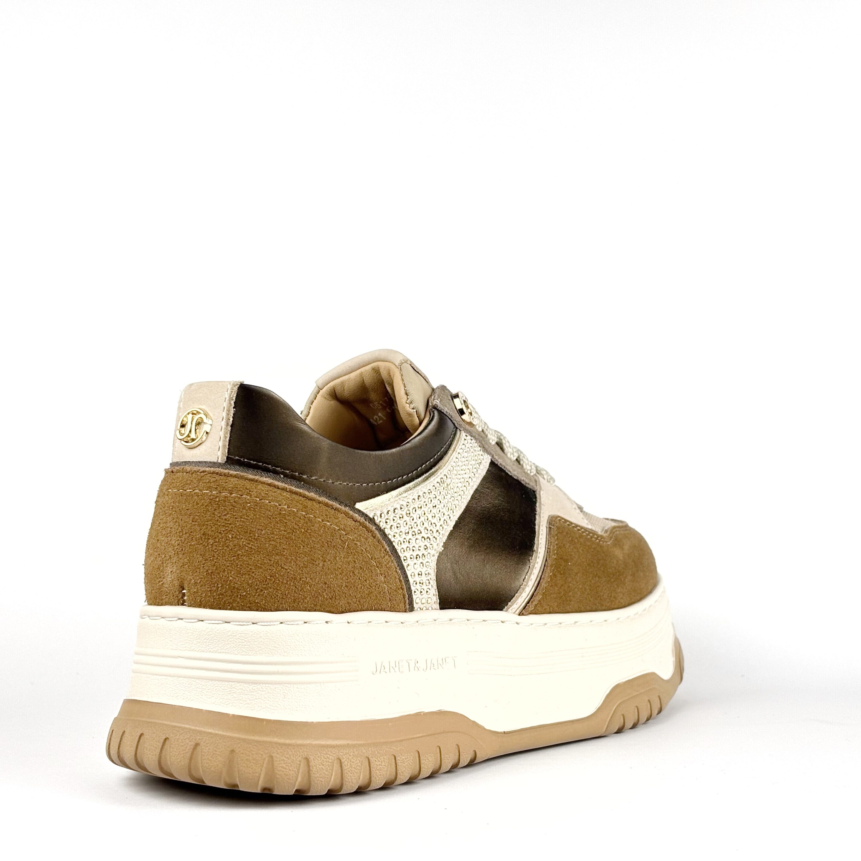 Sneaker Donna Janet & Janet Beige e Taupe con Suola Alta J421 - immagine 3