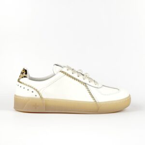 Sneaker GIO+ Blue 1028 in pelle bianca con dettagli animalier