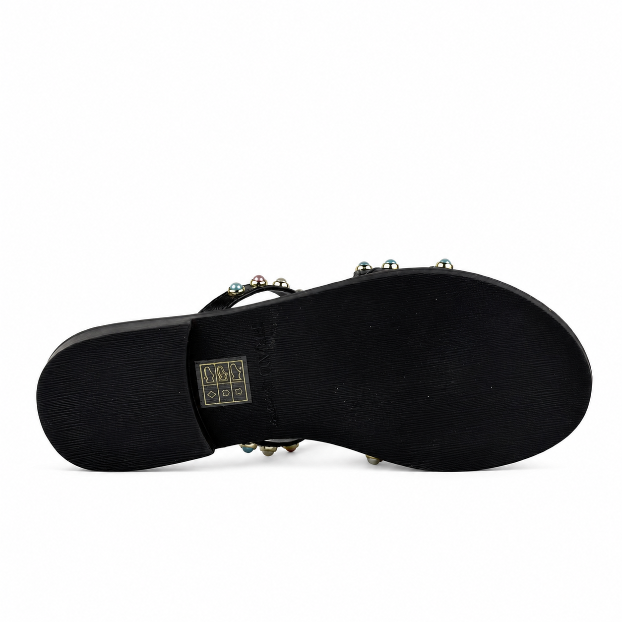 Sandalo Donna Frau Nero in Pelle con Perle Colorate – Art. 05V0 - immagine 3
