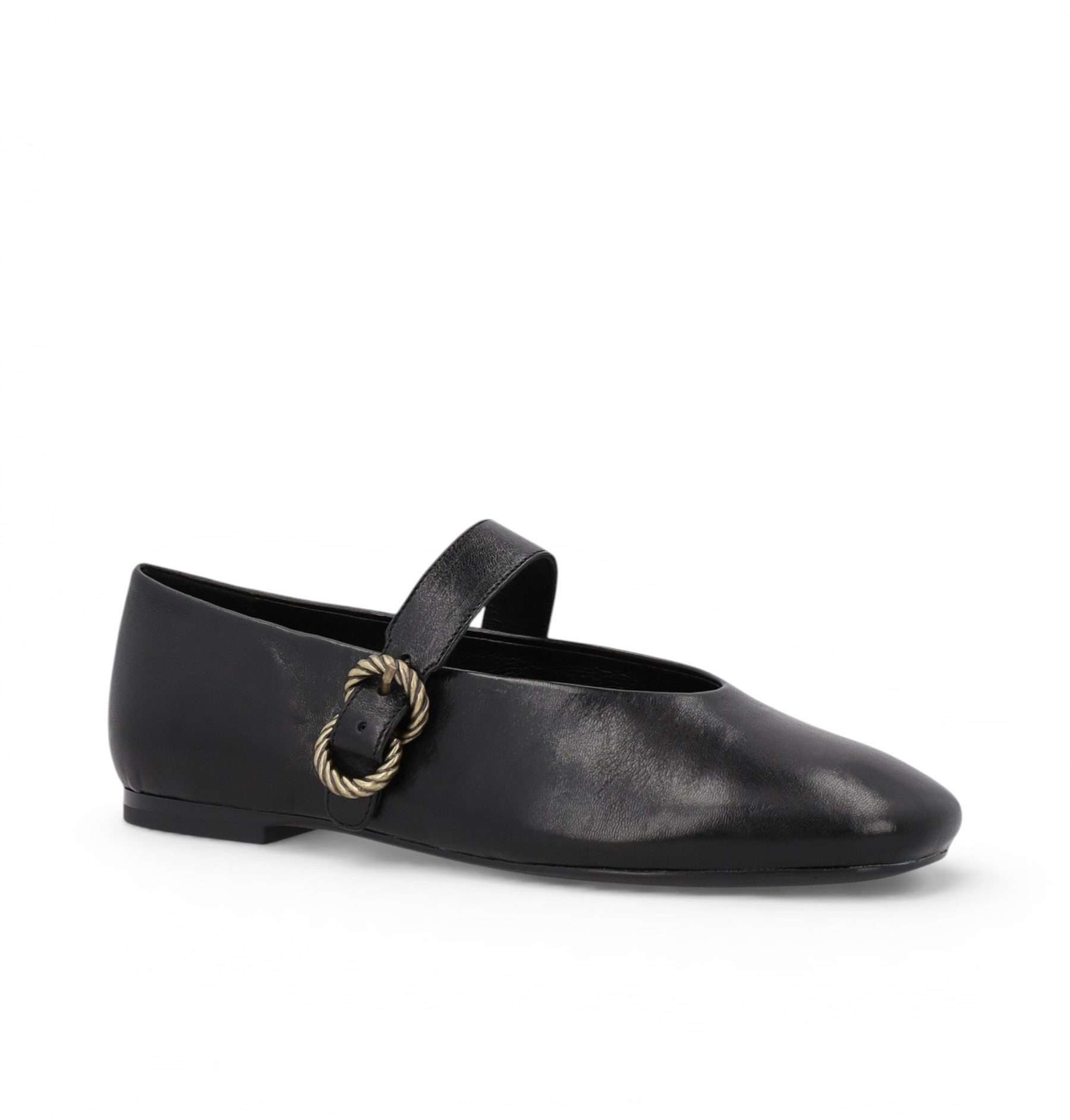 Ballerine con cinturino in pelle vintage nera FRAU ART A69S3 - immagine 5