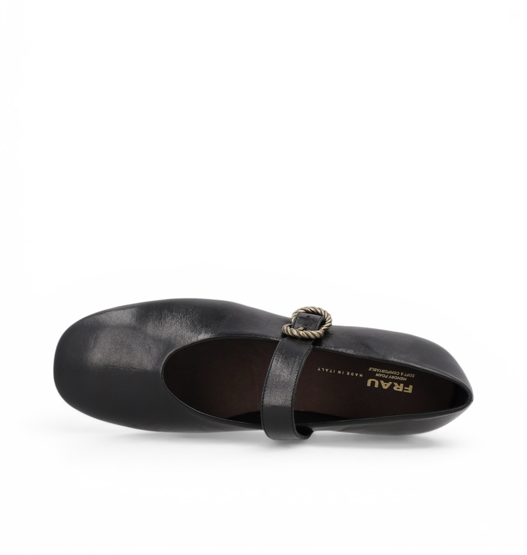 Ballerine con cinturino in pelle vintage nera FRAU ART A69S3 - immagine 3