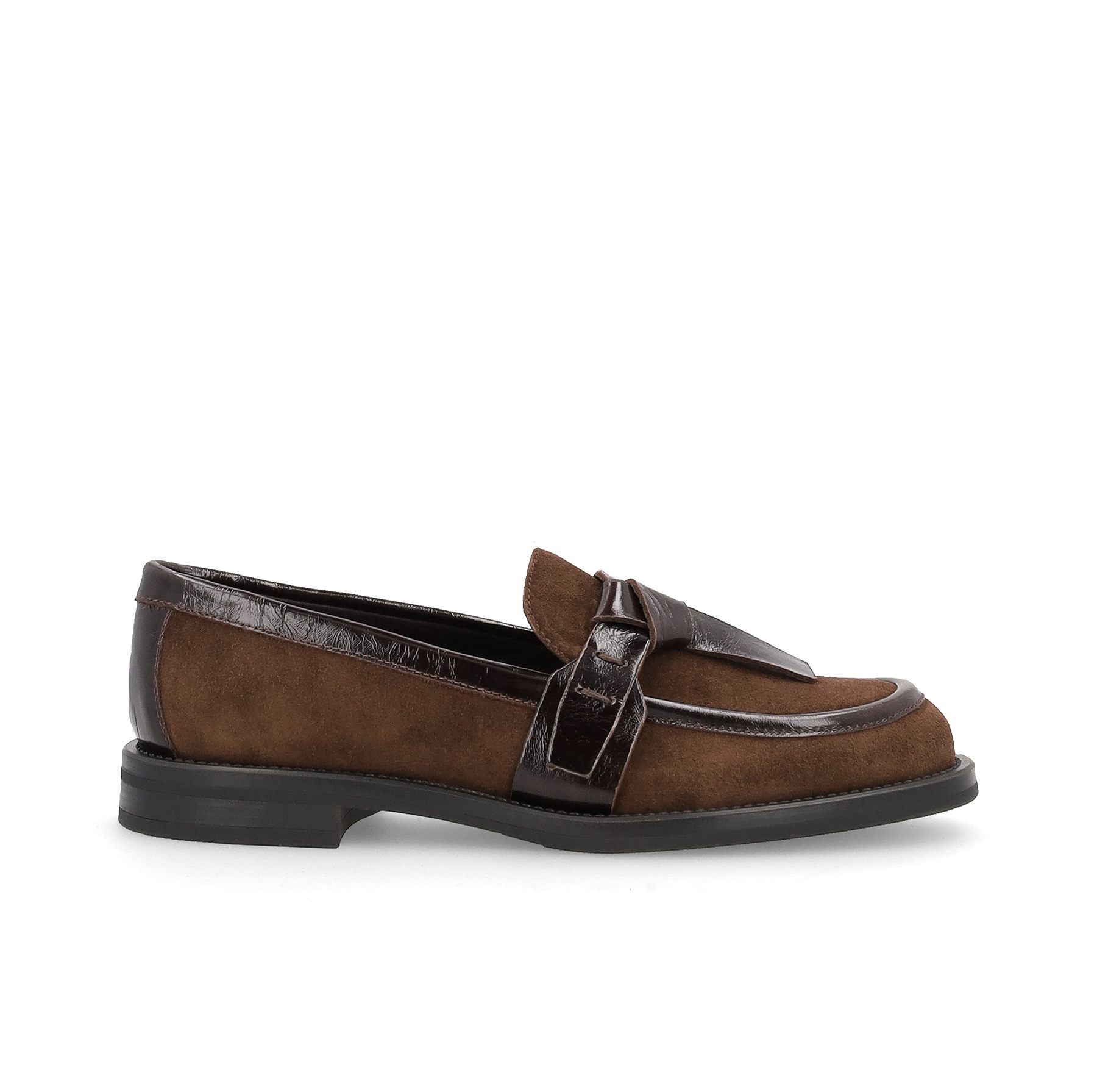 Mocassini con cravattina in pelle scamosciata cacao FRAU 90C8