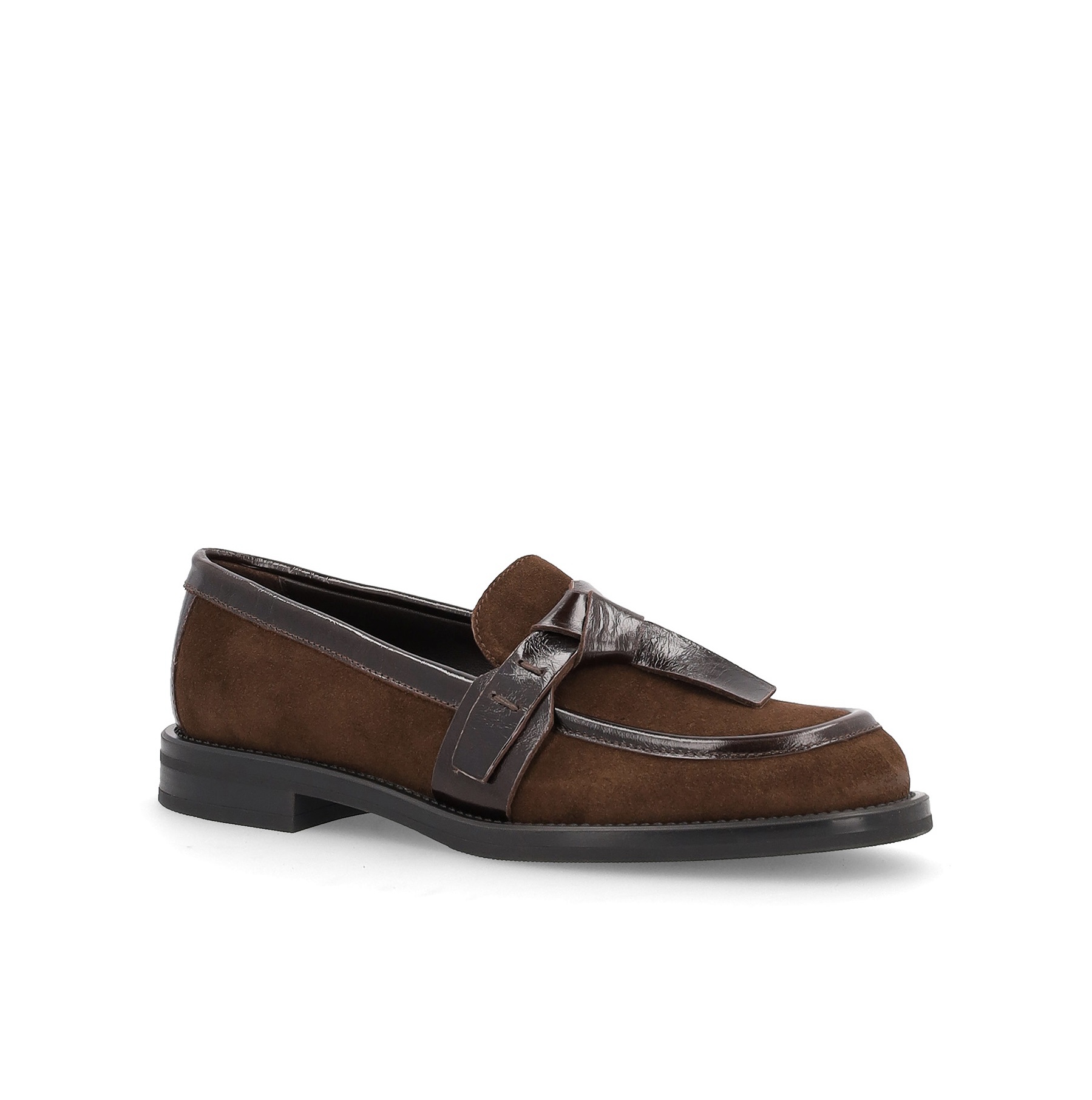 Mocassini con cravattina in pelle scamosciata cacao FRAU 90C8 - immagine 3