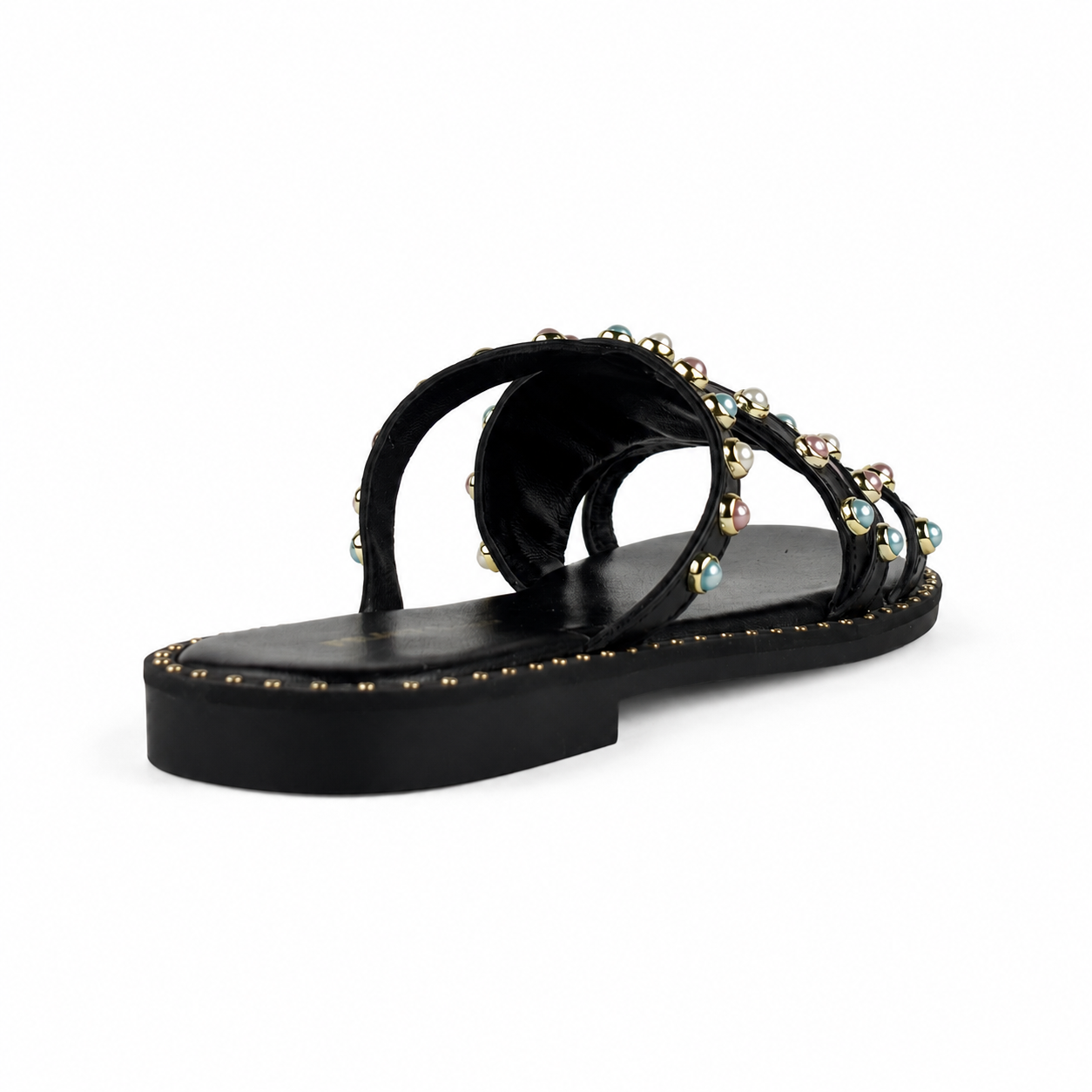 Sandalo Donna Frau Nero in Pelle con Perle Colorate – Art. 05V0 - immagine 4