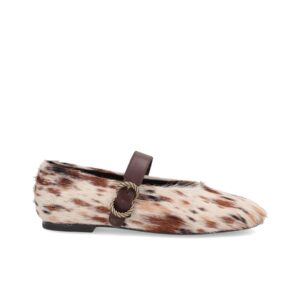 BALLERINE CON CINTURINO IN PELLE EFFETTO CAVALLINO MACULATE. FRAU Art:A69J3