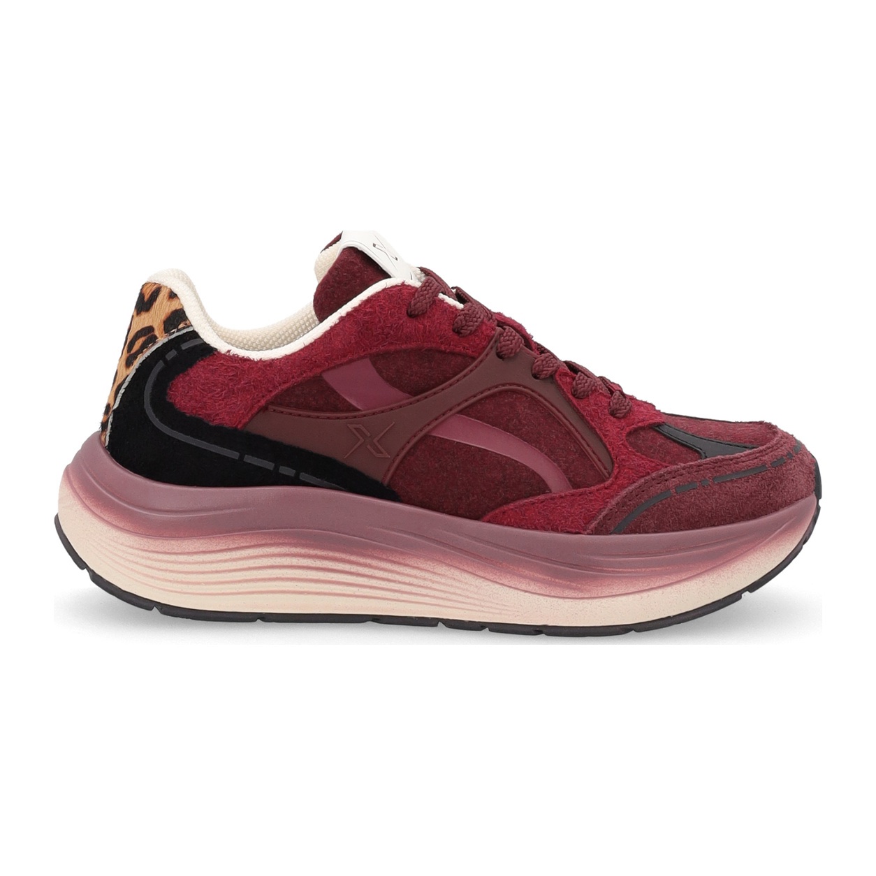 SNEAKERS DONNA BORDEAUX IN PELLE E TESSUTO STILE RUNNER FRAU CROSS HYBRID Art: AX577