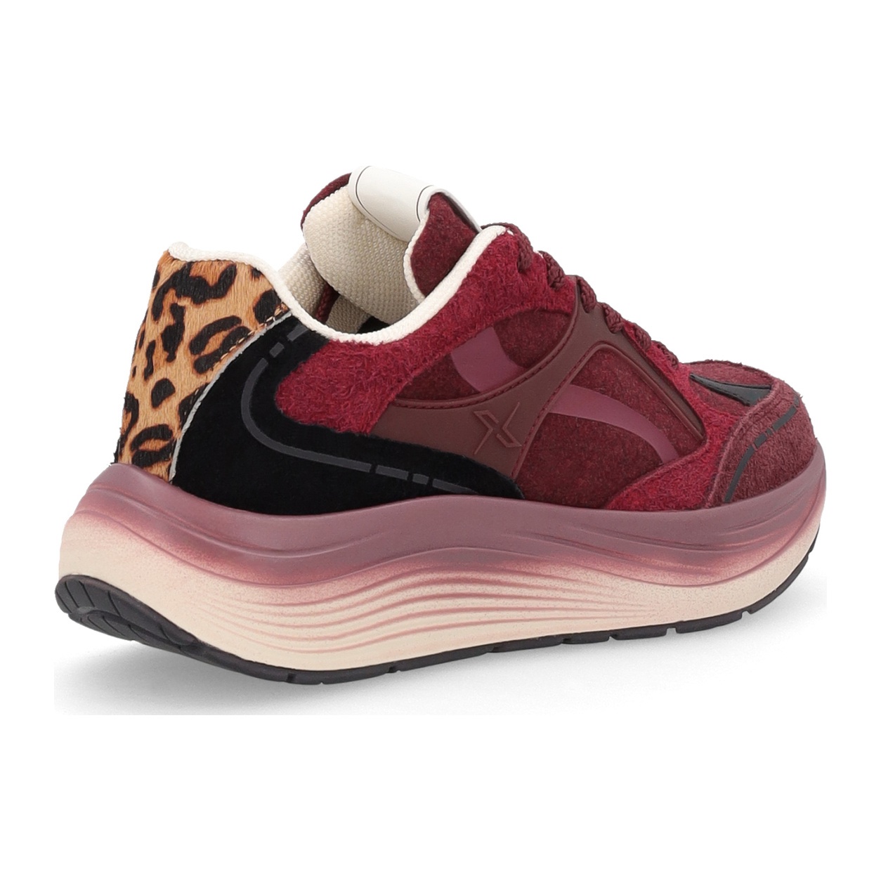 SNEAKERS DONNA BORDEAUX IN PELLE E TESSUTO STILE RUNNER FRAU CROSS HYBRID Art: AX577 - immagine 3