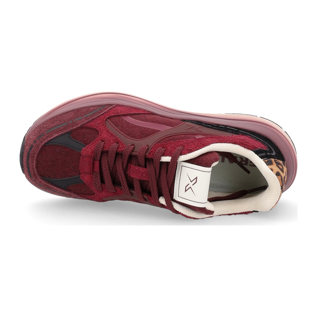 SNEAKERS DONNA BORDEAUX IN PELLE E TESSUTO STILE RUNNER FRAU CROSS HYBRID Art: AX577 - immagine 4